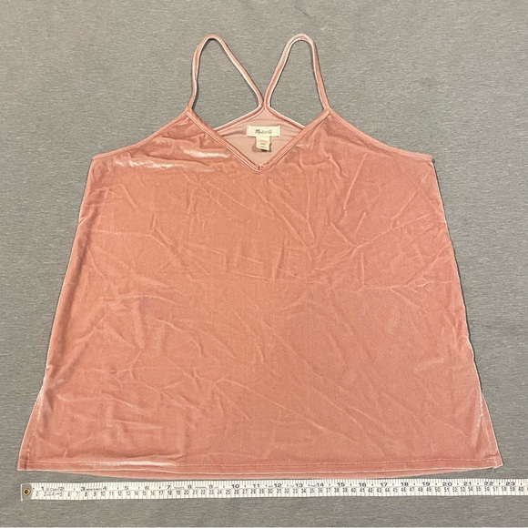 Madewell Light Pink Velvet Racerback Cami Top Medium Soft Shimmer Tank - Picture 3 of 6